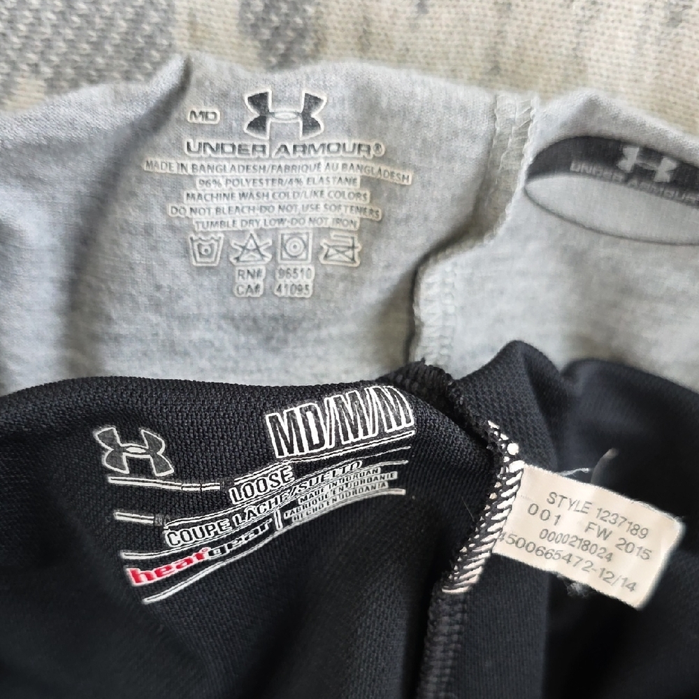 Under Armour Medium Black Athletic Shorts And Medium Heather Gray Cloth Shorts - Picture 2 of 12